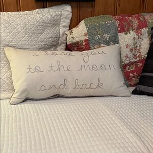 Embroidered White Pillow with Sentimental Message